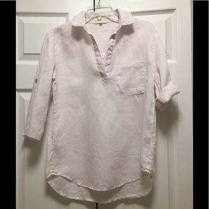 100% Linen pale baby violet shirt EUC
